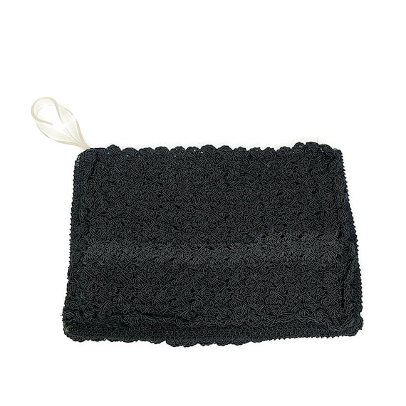 Vtg Women's Black CORDE Woven Knit 30's 40's Clut… - image 1