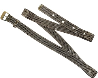 "Vintage Silber Gunmetal Mesh Metal Skinny Gürtel 72cm Renaissance 90er Jahre Grunge"