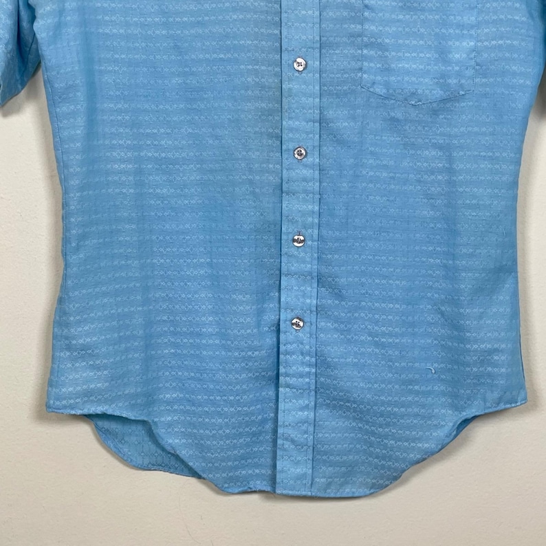 Camisa de campamento McGregor Scotset vintage para hombre, talla M, azul, con cuello tipo daga texturizado, estilo retro de los años 70. imagen 4
