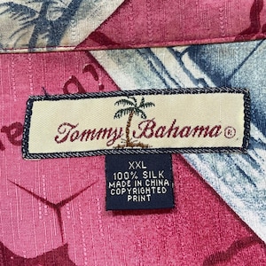 Tommy Bahama heren zijden Hawaiiaans kampshirt XXL tropische kaart zeilboot ansichtkaart rood afbeelding 4