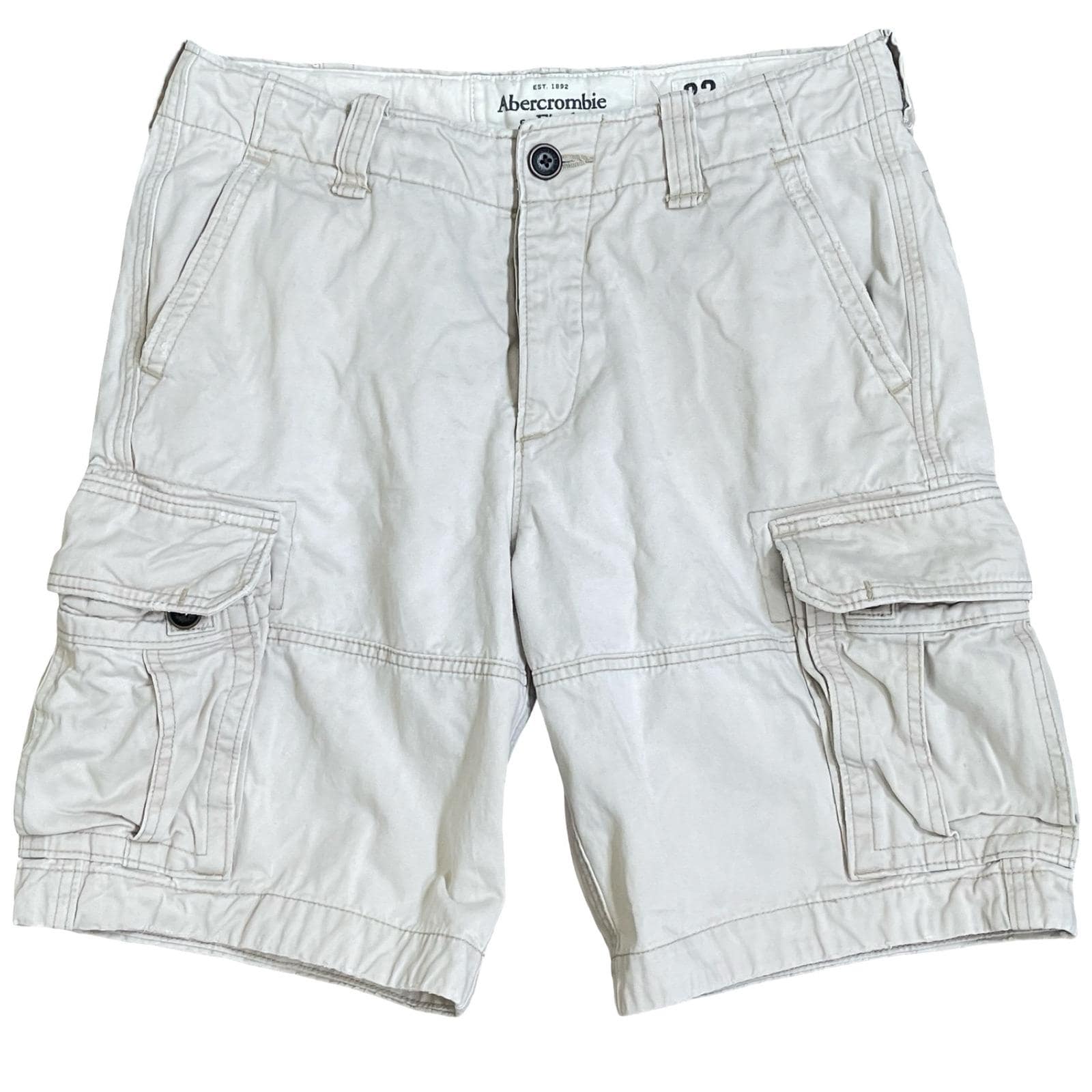 Abercrombie & Fitch Cargo Shorts Mens 31 Tan Khaki Button Fly