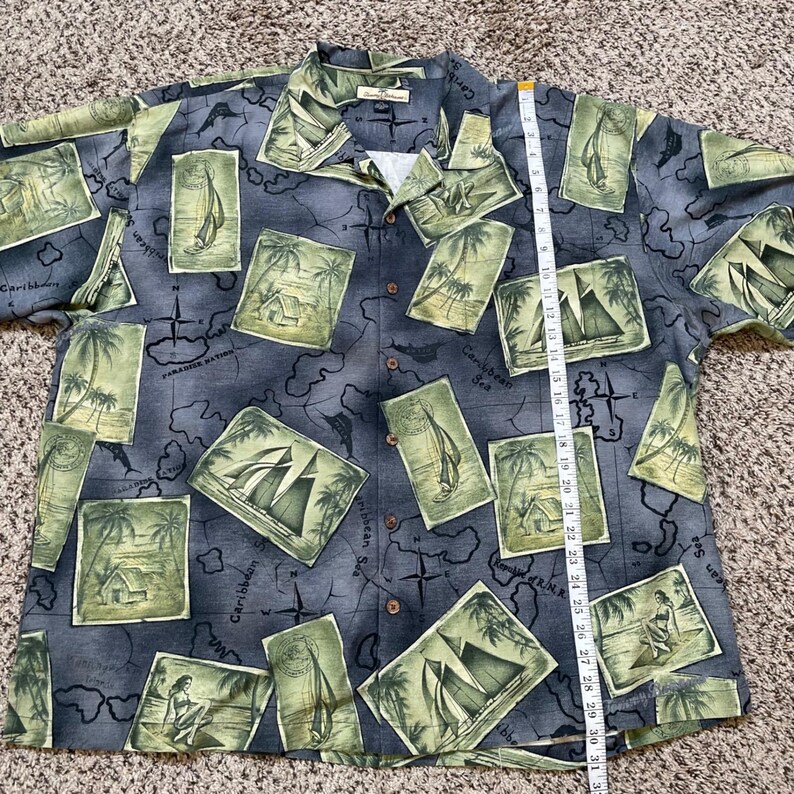 Tommy Bahama Seide Aloha Shirt XXL Postkarte Karte Segelboot Hawaii Hula Loop Kragen Bild 7