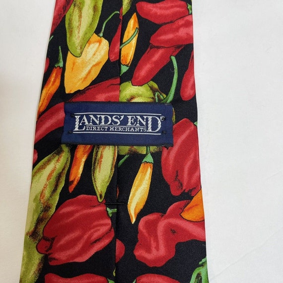 Vtg LANDS END Men's 100% Silk Red Yellow Hot Spic… - image 6