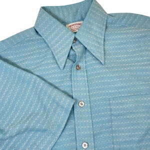 Camisa de campamento McGregor Scotset vintage para hombre, talla M, azul, con cuello tipo daga texturizado, estilo retro de los años 70. imagen 1