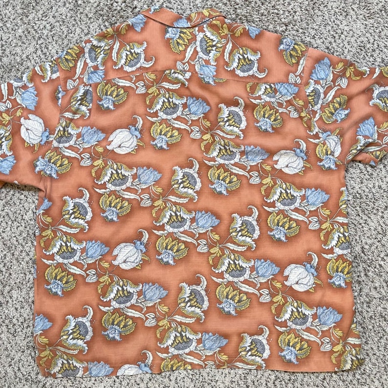 Tommy Bahama Mens Silk Camp Hawaiian Shirt XXL Orange Floral Print Aloha Button image 3