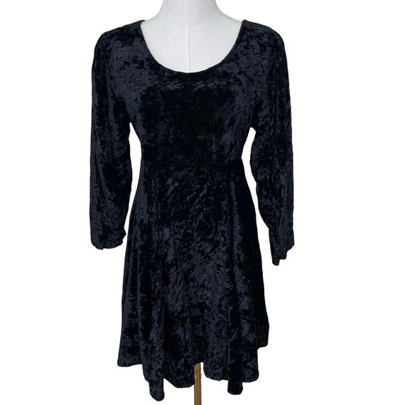 black mini dress with drape Women's Black Tiered Dress Long Sleeve Mini