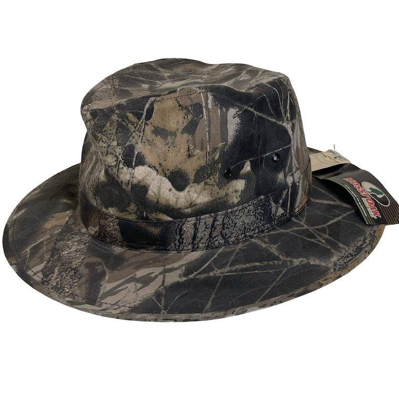 Vintage Mossy Oak Safari Hat Mens L Camo Wide Brim Hunting Outdoor Made in USA image 1