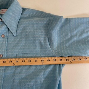 Camisa de campamento McGregor Scotset vintage para hombre, talla M, azul, con cuello tipo daga texturizado, estilo retro de los años 70. imagen 9