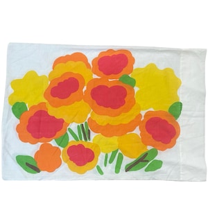 Vintage Marimekko Fieldcrest Unikko Floral Pillowcase Colorful Flowers Retro Mod