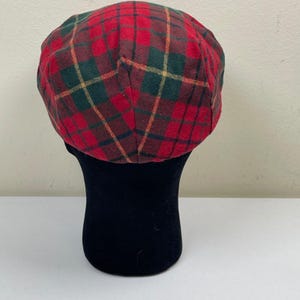 Vintage Pendleton Wool Plaid Flat Cap Men M Red Green Tartan Newsboy Driving Hat image 6