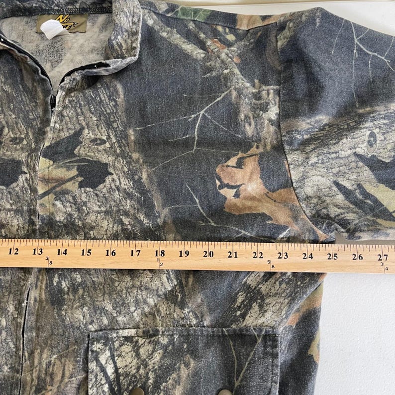 No Trace Mossy Oak Camo Jas Met Volledige Rits Heren L Groen Bruin Hunting Utility afbeelding 9