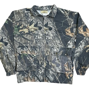 No Trace Mossy Oak Camo Jas Met Volledige Rits Heren L Groen Bruin Hunting Utility afbeelding 1
