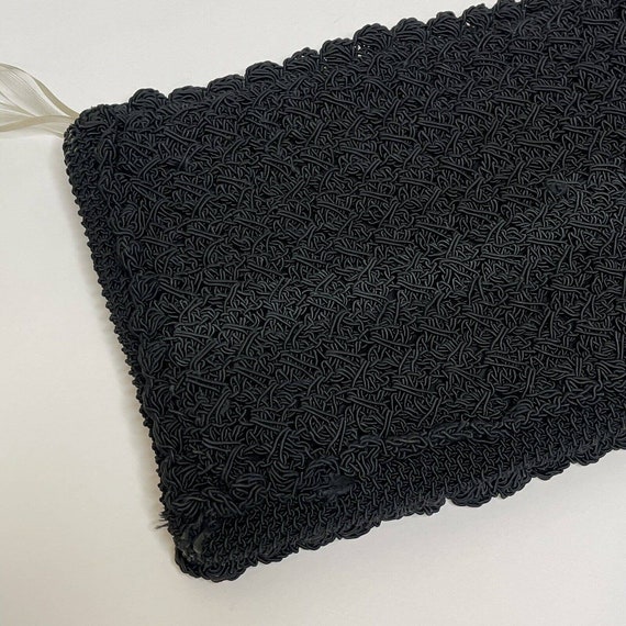 Vtg Women's Black CORDE Woven Knit 30's 40's Clut… - image 2