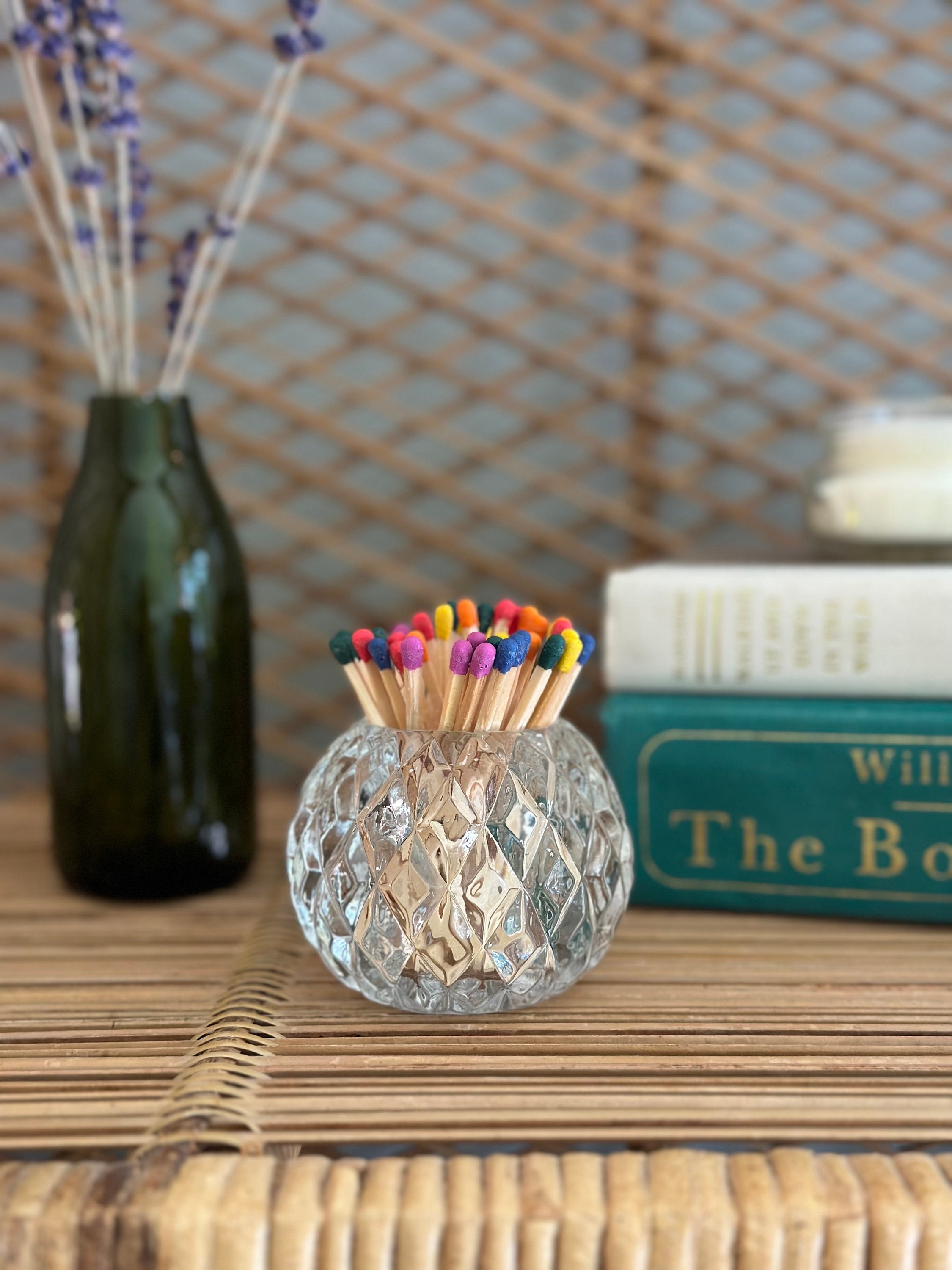 Glass and Metal Match Holder-Gold or Smoke — The Doily Lady