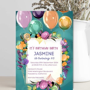 10th birthday invite / Child invite Birthday Personalized party invitations / Personalized birthday invitations / Children's birthday party/