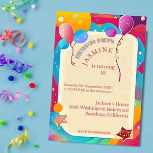 10th birthday invite / Child invite Birthday Personalized party invitations / Personalized birthday invitations / Children's birthday party/