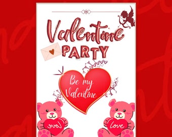 Be my valentine card valentine party Valentine's Day E-Card Valentine Card for Him or Her  Digital Valentine Card Digital Love Card Val