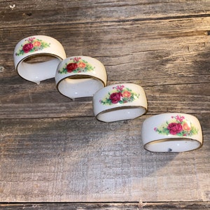 Vintage Royal Albert Fine Bone China 1962. Set of 4 Napkin Holders. Old Country...