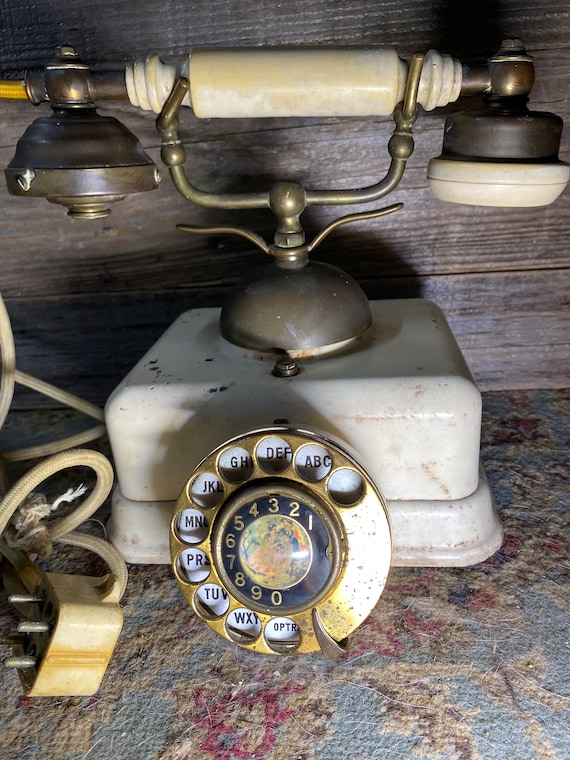 Extremely RARE Old Japanese Telephone Vintage Brass Japan Rotary