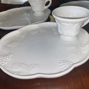 Set of 4 Colony milk glass grape vine print  from their Harvest line.