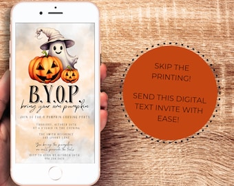 Pumpkin Carving Digital Text Invite | Bring Your Own Pumpkin Party | Halloween Party Invite | Editable Invitation | Adult Halloween Party