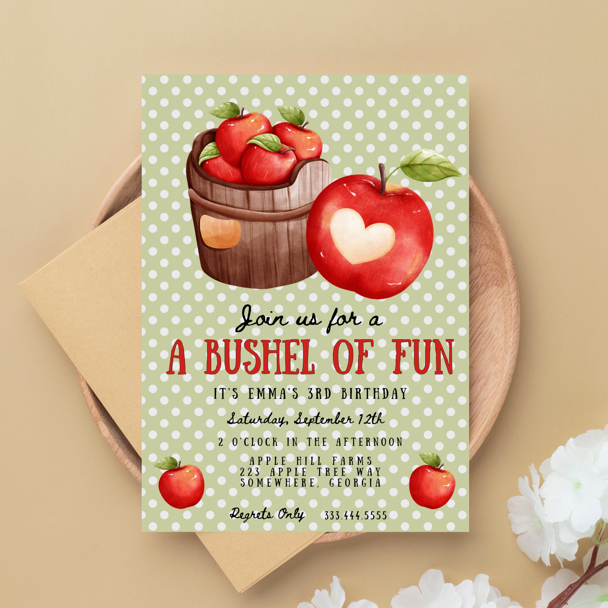 Apple Birthday Invitation Apple Birthday Party Fall Birthday Party