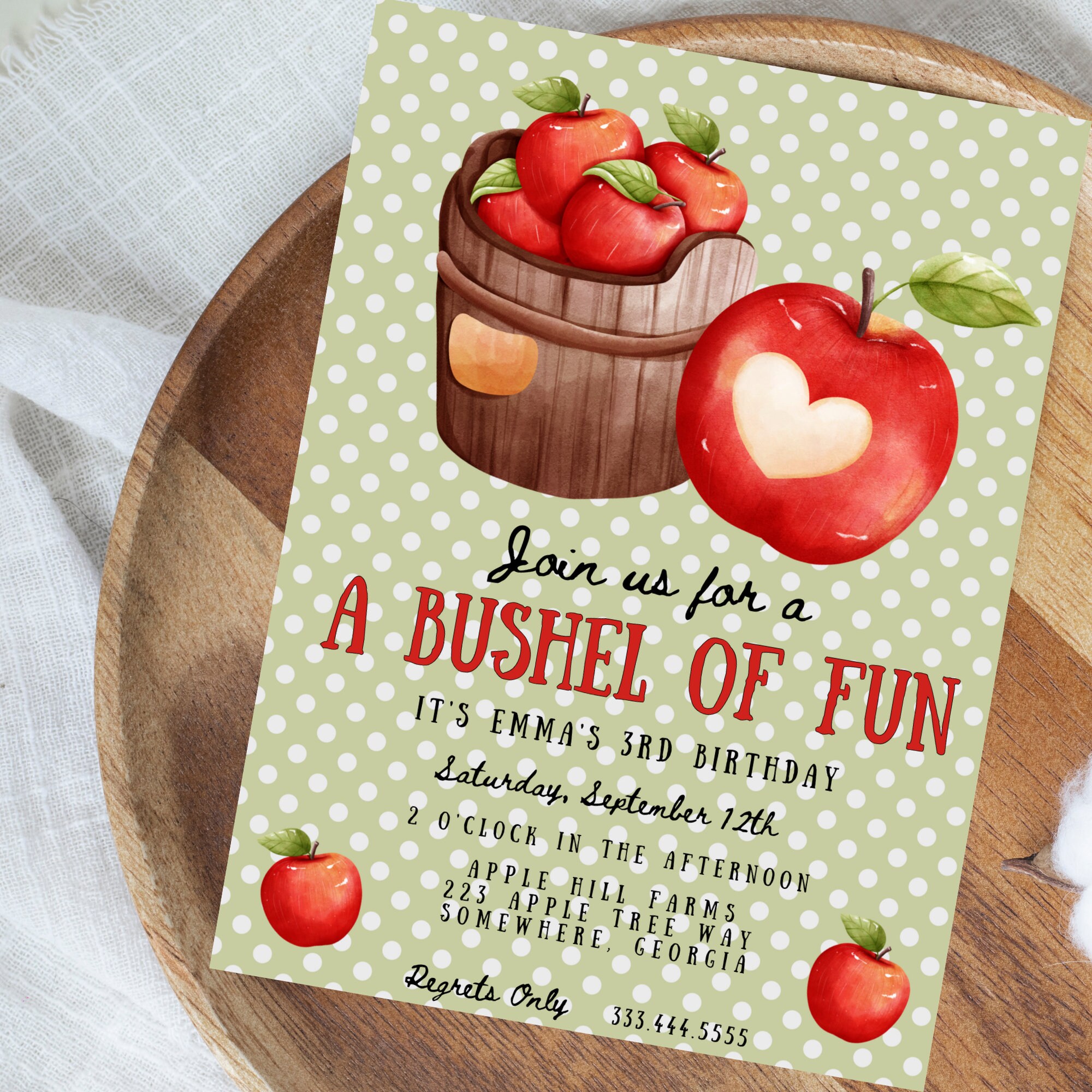 Apple Birthday Invitation Apple Birthday Party Fall Birthday Party