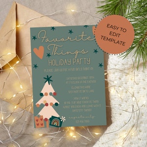 Green Festive Christmas Holiday Favorite Things Party Girls Night In Gift Exchange Gift Swap Printable Editable Instant Download
