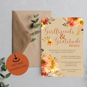 Floral Friendsgiving Brunch Invitation: Editable Thanksgiving Invite (Digital Download)