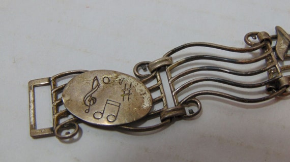 Vtg. Beau Sterling Silver Link Bracelet Musical T… - image 6