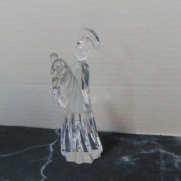 VTG ange priant transparent avec halo en verre transparent 5,5 figurine presse-papier