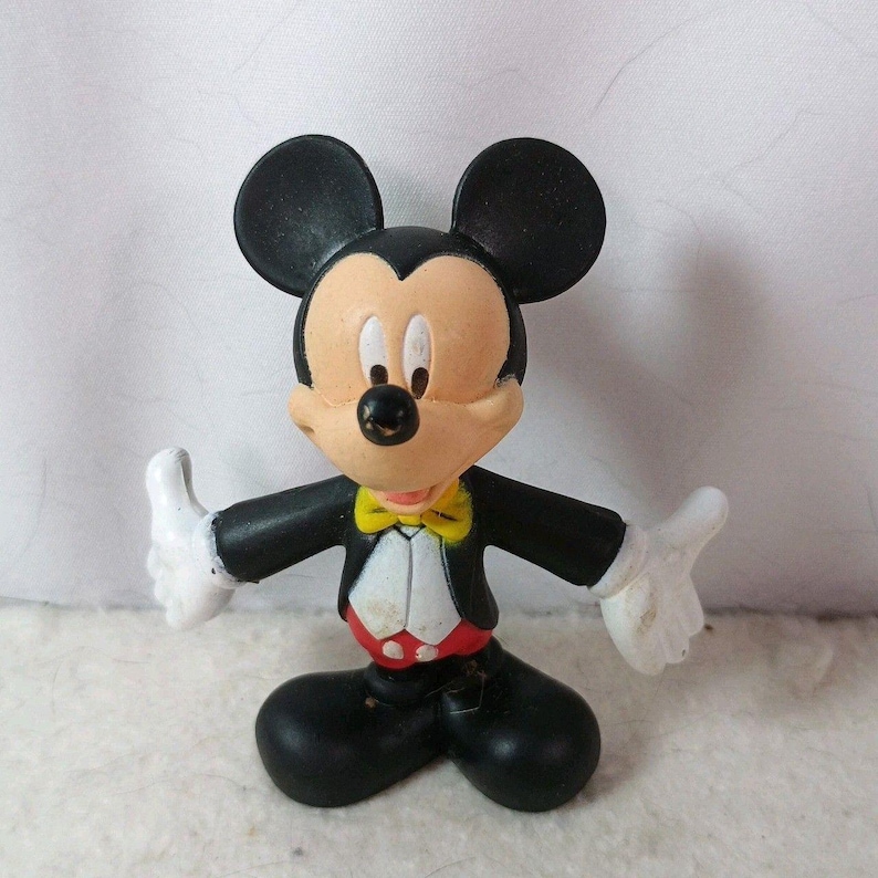 Vintage Platter Micky Maus PVC Figur Spielzeug 3"Applause 1980s Bild 1