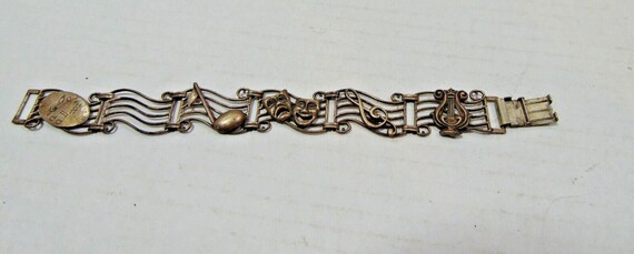 Vtg. Beau Sterling Silver Link Bracelet Musical T… - image 1