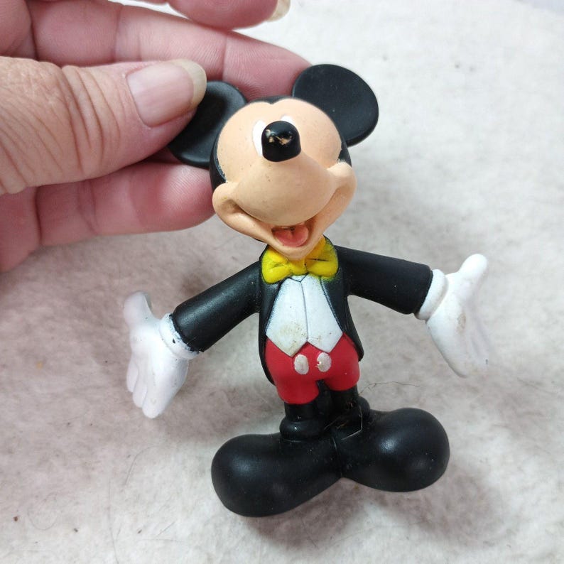 Vintage Platter Micky Maus PVC Figur Spielzeug 3"Applause 1980s Bild 7