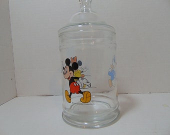 Walt Disney Productions Apothocary or Candy Jar Mickey, Minnie, Donald- Vintage