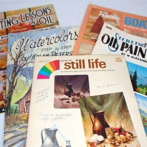 5 Vintage Art Instruction Books  Draw & Paint Still Life, Oil, Watercolor, Boats