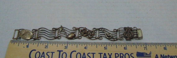Vtg. Beau Sterling Silver Link Bracelet Musical T… - image 8