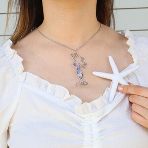 Stacked Sea Glass Mermaid Necklace - Handcrafted Ocean-Inspired Jewelry, Unique Beach Themed Pendant, Coastal Mermaid Charm, Gift for Her