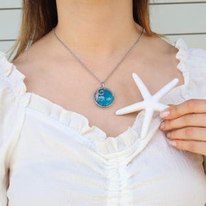 Agate Wave Necklace - Hand Brass Wirewrapped, Genuine Blue Agate Pendant, Unique Ocean-Inspired Jewelry, Elegant Coastal Accessory For Her