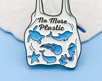 No More Plastic Pin-Eco-Friendly Brooch, Environmental Activism, Sustainable Fashion Statement, Reduce Plastic Waste, Earth-Friendly Jewelry