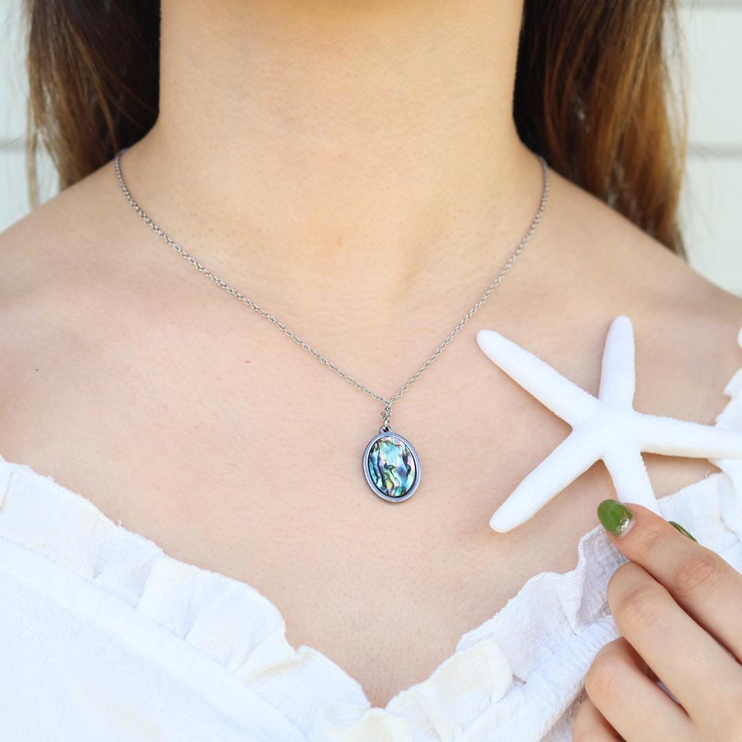 Iridescent Shell Pendant Necklace main image 0