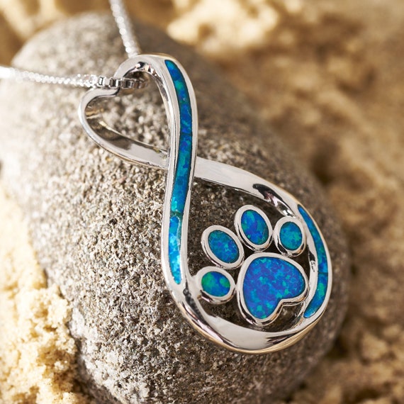 Opal paw print necklace deals