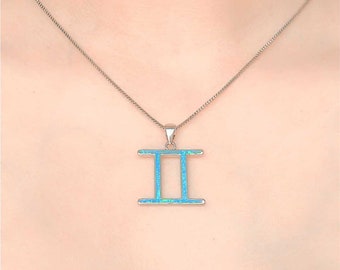 Opal Gemini Necklace - Unique Zodiac Sign Jewelry, Elegant Astrological Pendant, Chic Gemini Accessory, Horoscope Gift Idea For Her