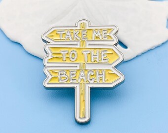 Take Me to the Beach Pin - Tropical Enamel Lapel Brooch, Summer Vacation Accessory, Beach Lover Gift, Handcrafted Coastal Fashion Jewelry