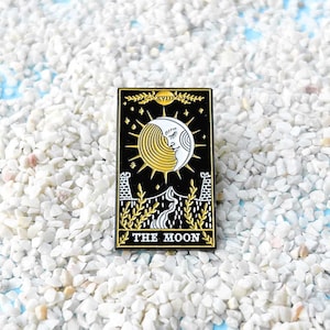 The Moon Tarot Card Pin - Mystical Pin for Tarot Lovers, Spiritual Jewelry, Occult Gift, Moon Phase Pin, Witchy Accessories, Celestial Art
