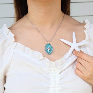 What a Catch Necklace - Ocean Blue, Elegant Sea Glass Pendant, Unique Nautical Accessory, Chic Coastal Jewelry, Beach Inspired Gift For Her