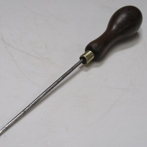 Vintage Watchmakers Jewellers 1/16&quot; Slotted Screwdriver Hardwood Handle Brass Ferrule