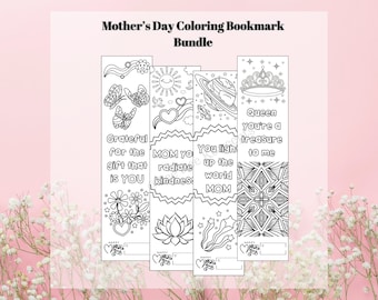 Mother's Day Coloring Bookmarks for Kids | Children coloring bookmark | Printable Mother's Day Bookmarks | Gift for Mothers | Printable Gift