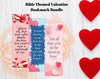 Christian Valentine Bookmark Set | Scripture Love Quotes (Digital Download)
