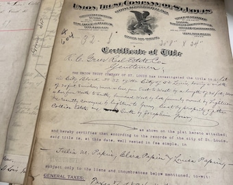 Antique Ephemera Pack: 1800s Ledger Papers, Land Titles